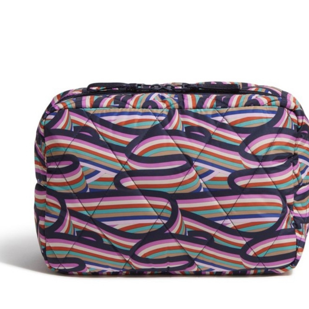 Brand New with tags Vera Bradley XL Cosmetics Bag with Retro Ribbons Design